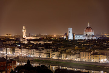 Fototapeta premium aerial view at night of the Renaissance city of Florence in Italy