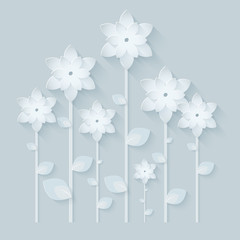 Paper flower background. Vector origami illustration