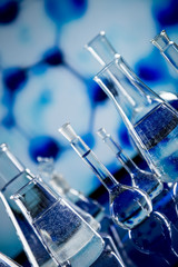 Lab theme. Science and medical background. Laboratory glassware.