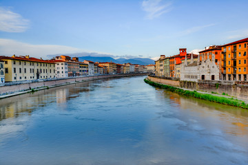Obraz premium panorama of the city of Pisa in Tuscany with the leaning tower and the square