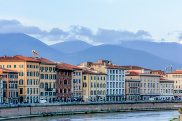 Fototapeta premium panorama of the city of Pisa in Tuscany with the leaning tower and the square