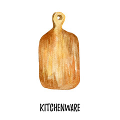 kitchen tools utencils illustration. Hand drawn watercolor on white background.