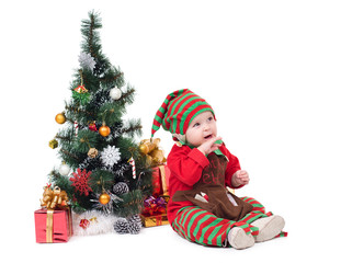 A baby dressed as a