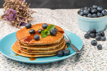 Pancakes with fresh blackberries