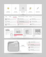 Fototapeta na wymiar Website template elements with concept icons. Collection of various elements for web page navigation.