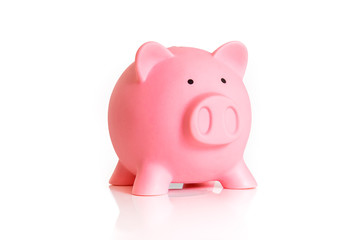 Piggy money bank isolated on white background.