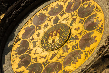 Prague astronomical clock in sunlight
