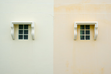 Outside wall and windows cement buiding