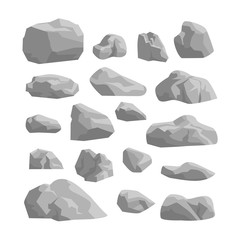 Naklejka premium rocks and stones set on white background