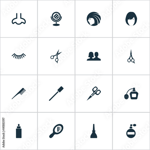 "Vector Illustration Set Of Simple Cosmetics Icons. Elements Smell