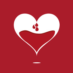 vector icon heart blood donation whit drops of blood