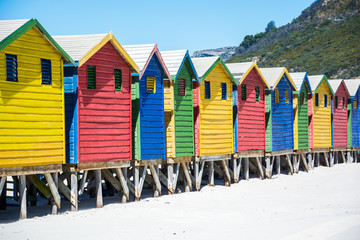 Colourful beach huts at Muizenberg, Cape Town