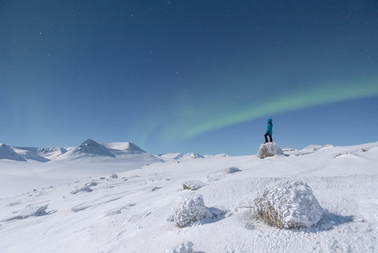 Person watching Northern Lights (aurora borealis)
