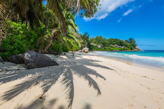 Sunny day on Carana Beach, Seychelles
