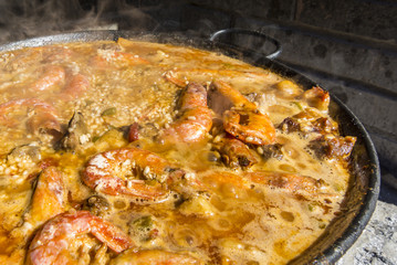 Typical and traditional spanish paella
