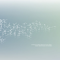 Molecule DNA and neurons vector. Molecular structure. Connected lines with dots. Genetic chemical compounds. Chemistry, medicine, science, technology concept. Geometric abstract background.