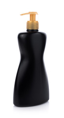Plastic push black Bottle on white background