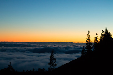 Sunset over the sea of clouds, Tenerife