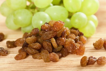 raisins on a wooden background