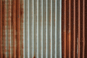 Close up of old corrugated sheet roof