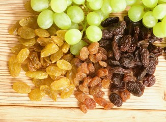 raisins on a wooden background