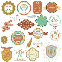 Collection of vector vintage labels and stamps