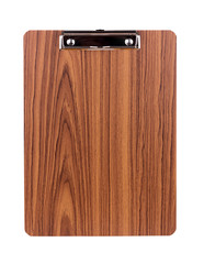 wooden clipboard on white background
