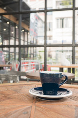 hot espresso on table