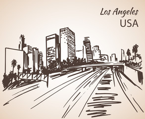 Los Angeles cityscape sketch.