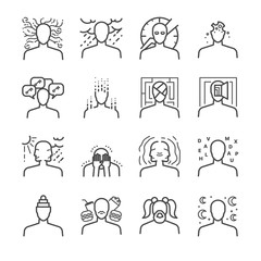 Mental disorders icon set - obrazy, fototapety, plakaty