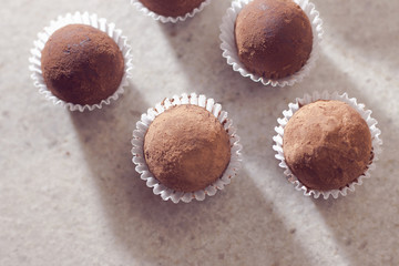 homemade dark chocolate and cocoa truffles