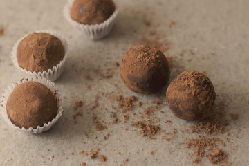homemade dark chocolate and cocoa truffles