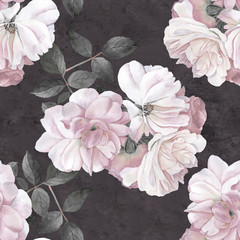 Róża kwiatu akwareli ciemny bezszwowy wzór - 141889572