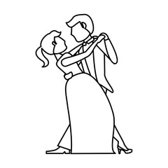couple wedding dancing outline vector illustration eps 10