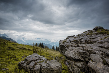 Fototapeta na wymiar Alpine Landscape at Muehlbach am Hochkoenig in Summer