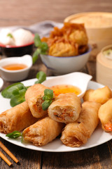 fried spring roll and asian food