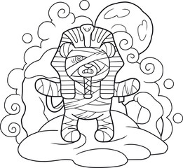 Cartoon teddy bear ancient mummy
