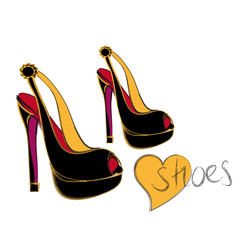 Black high heels shoes with dark pink soles