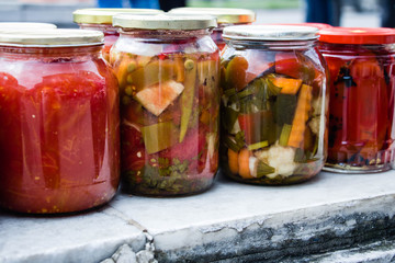 Fototapeta na wymiar jars with winter supplies