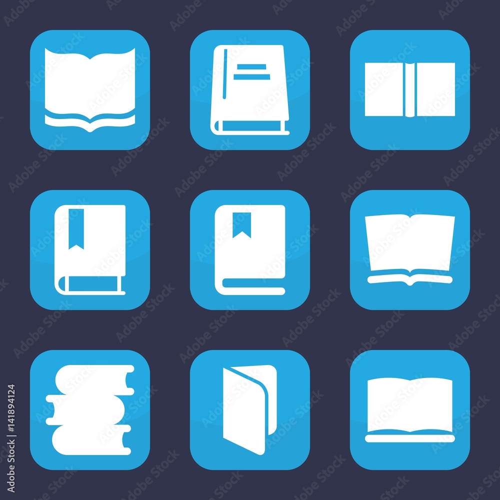 Poster set of 9 filled dictionary icons
