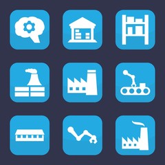 Set of 9 filled factory icons