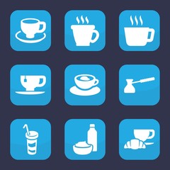 Set of 9 filled coffee icons