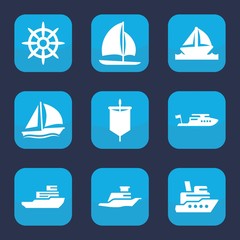 Set of 9 filled sail icons