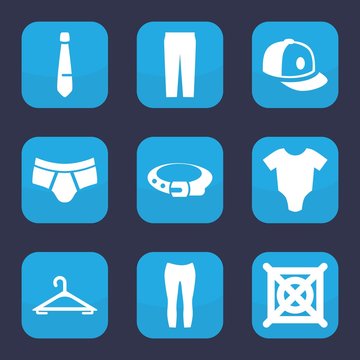 Set of 9 filled clothes icons