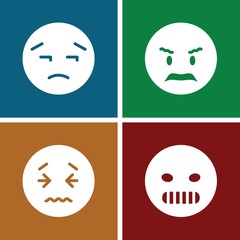 Set of 4 unhappy filled icons