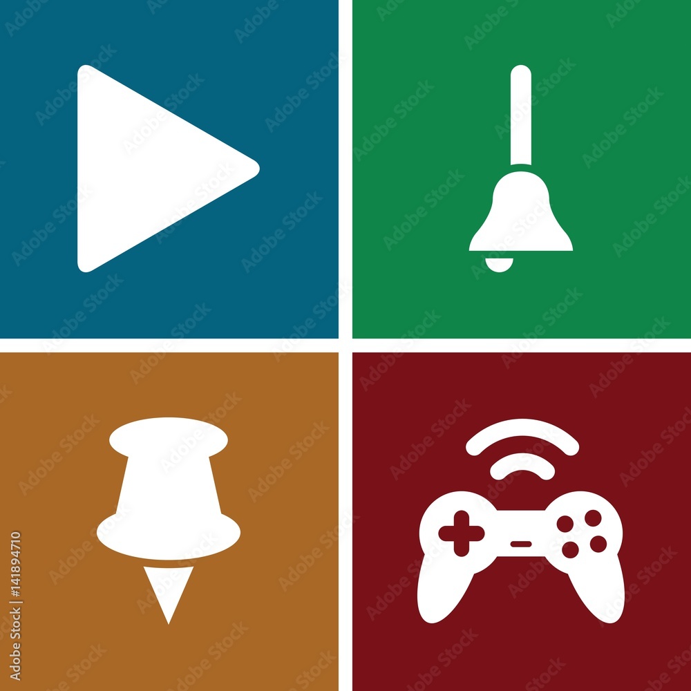 Poster set of 4 push filled icons