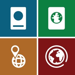 Set of 4 world filled icons