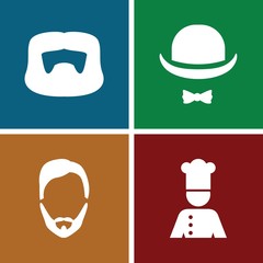 Set of 4 mustache filled icons