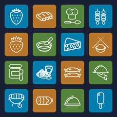 Set of 16 gourmet outline icons