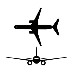 Passenger airplanes icons isolated on white background. Vector illustration.